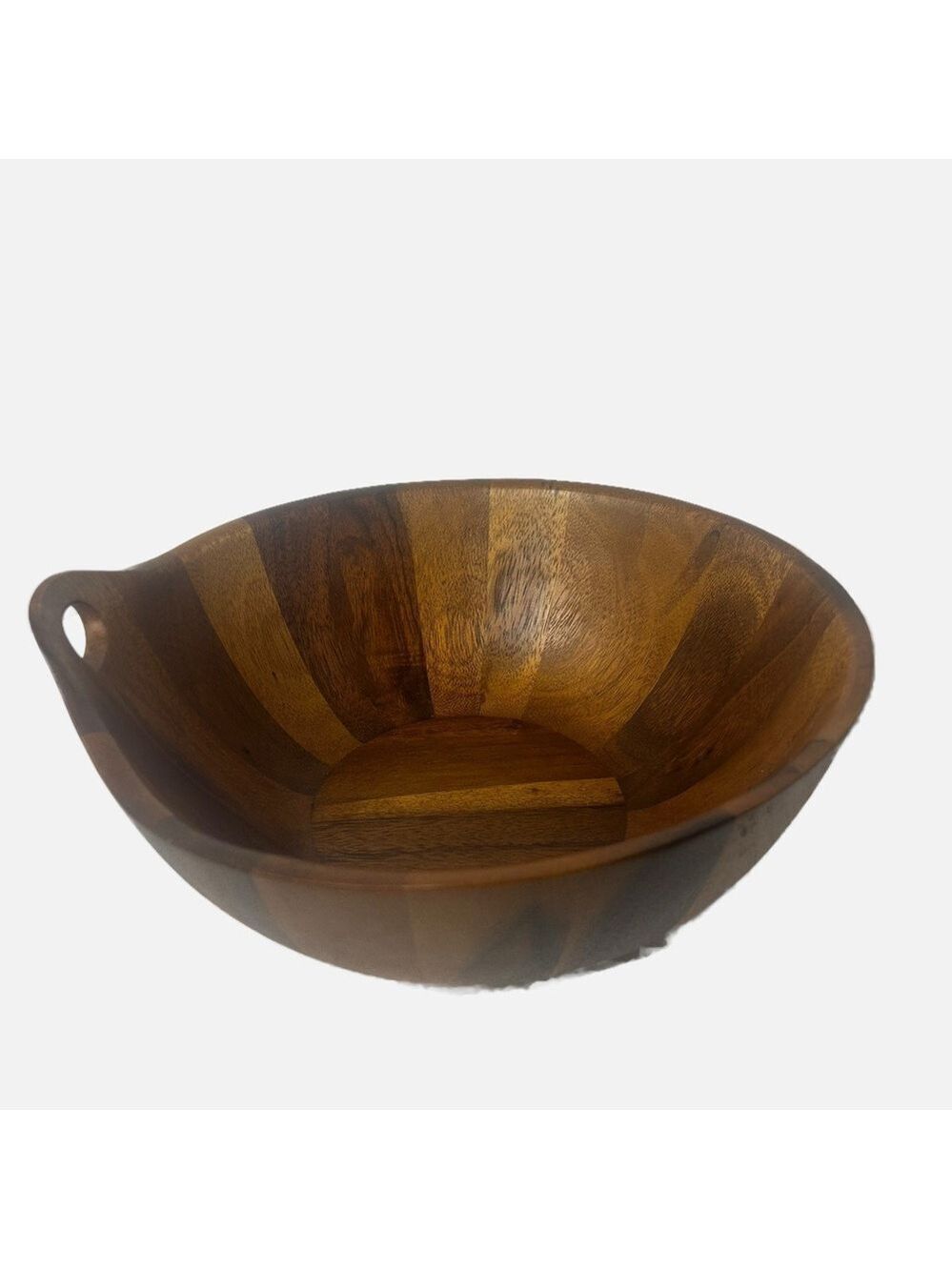 NAMBE Acacia Wooden Serving Salad Bowl Handle Centerpiece Display Boho Natural